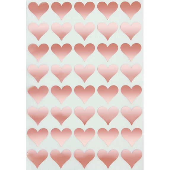 Royal Green Metallic Hearts Sticker Envelope Seals 19mm Decorative Crafting and Scrapbooking Labels in Rose Gold 3/4 inch - 400 Pack