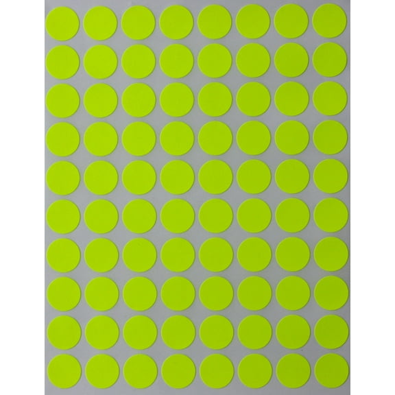 Royal Green Neon Color Coding Labels 1/2" 13 mm Dot Stickers Round Fluorescent Yellow Sticker - 400 Pack