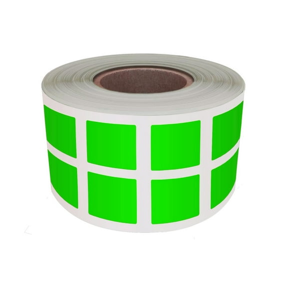 Royal Green Neon Color-Coding Labels 1x1 Square Stickers Fluorescent Green Roll 25mm x 25mm -1000 Pack