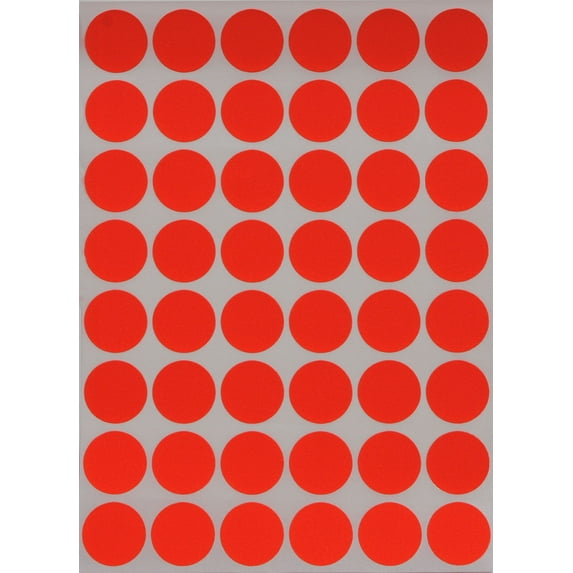 Royal Green Neon Color Coding Labels 3/4" Round 17 mm - Dot Stickers - (11/16) inch Rounds Fluorescent RED Sticker - 720 Pack