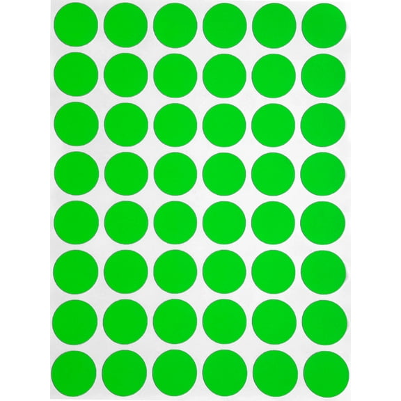 Royal Green Neon Color Coding Labels 5/8 inch Round 17 mm - Dot Stickers - (11/16) inch Rounds Fluorescent Green Sticker - 336 Pack