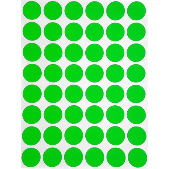 Royal Green Neon Color Coding Labels 5/8 inch Round 17 mm - Dot Stickers - (11/16) inch Rounds Fluorescent Green Sticker - 720 Pack
