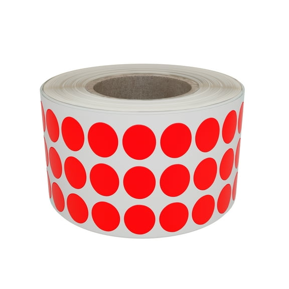 Royal Green Neon Florescent Red Label on roll - 1/4 Inch - Color Coding Round dot Stickers on roll 8mm - 2000 Pack