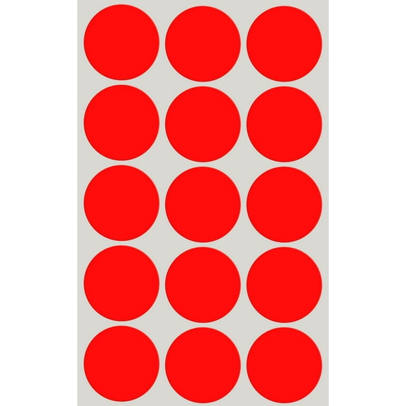 Royal Green Neon Red Round Dot Sticker Color Code Labels 30mm (1.25") - 225 Pack