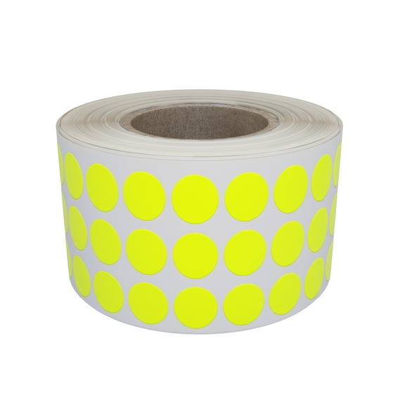 Royal Green Neon Yellow Adhesive Round Stickers 1/4 Inch (8mm) Color Coding Label on roll 0.25 inches - 2000 Pack