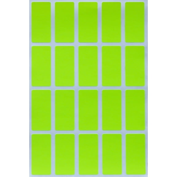 Royal Green Neon Yellow Rectangular Colored Labels 1.57 inch x 0.75 inch - Rectangle Color Code Stickers (40mm x 19mm) - 100 Pack