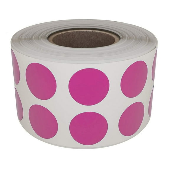 Royal Green Pink Dot Sticker Rolls - Color Coding Labels Adhesive in 0.50 inch 13mm 1080 roll Sticker on 1" core Pack