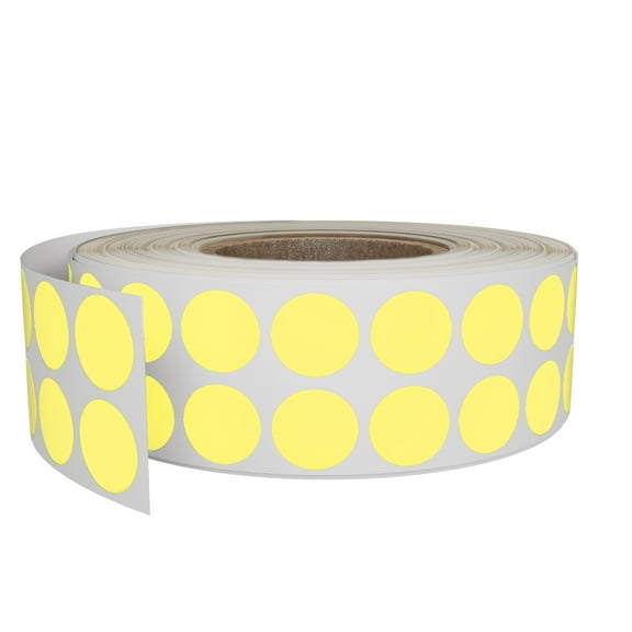 Royal Green Plain Circle Stickers Roll  5/8 inch  Colored Label Dots 17mm in Pastel Yellow - 1220 Pack