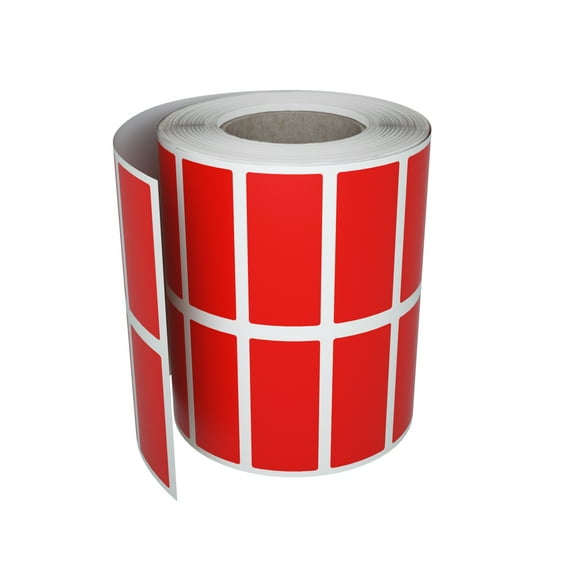 Royal Green Rectangle Colored Stickers 25mmx10mm in Red Rolls - 1400 Pack