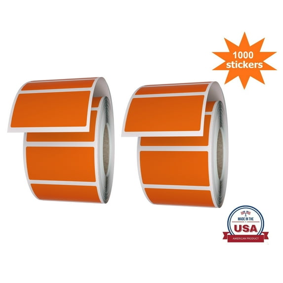 Royal Green Rectangle Labels Rolls Orange Permanent Adhesive Stickers (40mmx19mm ) 1.57 inch x 0.75 - 1000 Pack