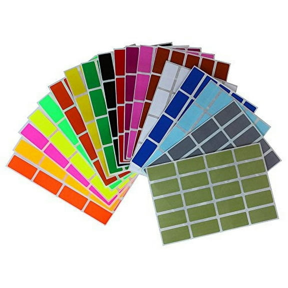 Royal Green Rectangular Color Coding Stickers 1.57inch x 0.75 inch Rectangle Label in 18 Assorted Colored Tags Labels (40mm x 19) 360 Pack