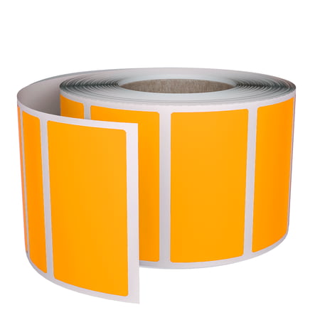 Royal Green Rectangular Color Coding Stickers Roll Labels 1.57" x 0.75" in Neon Orange, 500 Pack