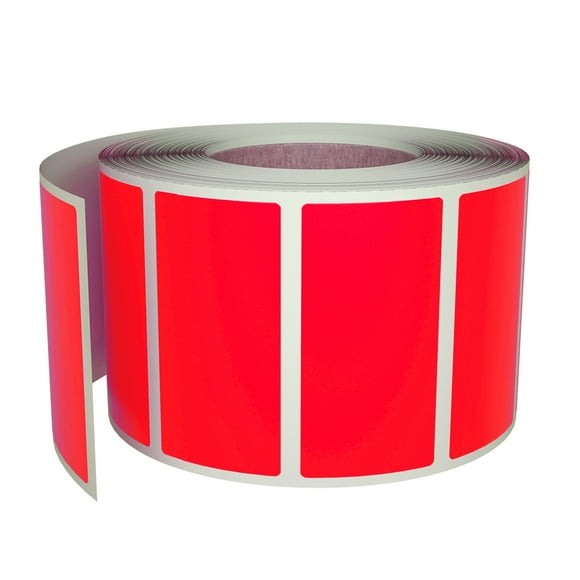 Royal Green Rectangular Color Coding Stickers Roll Labels 1.57" x 0.75" in Neon Red, 500 Pack