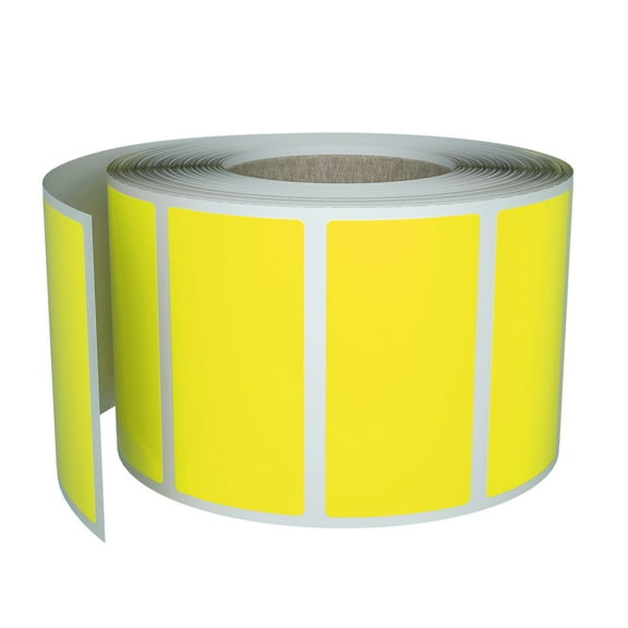 Royal Green Rectangular Color Coding Stickers Roll Labels 1.57" x 0.75" in Neon Yellow, 500 Pack
