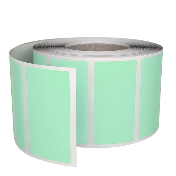 Royal Green Rectangular Color Coding Stickers Roll Labels 1.57" x 0.75" in Pastel Green, 500 Pack