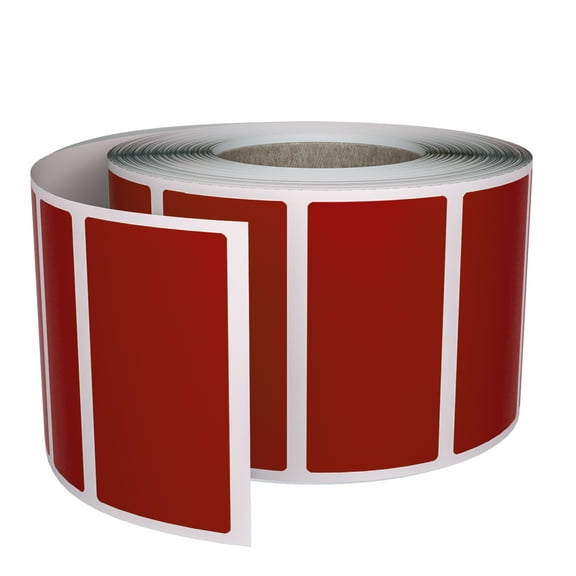 Royal Green Rectangular Color Coding Stickers Roll Labels 1.57" x 0.75" in Red Velvet, 500 Pack