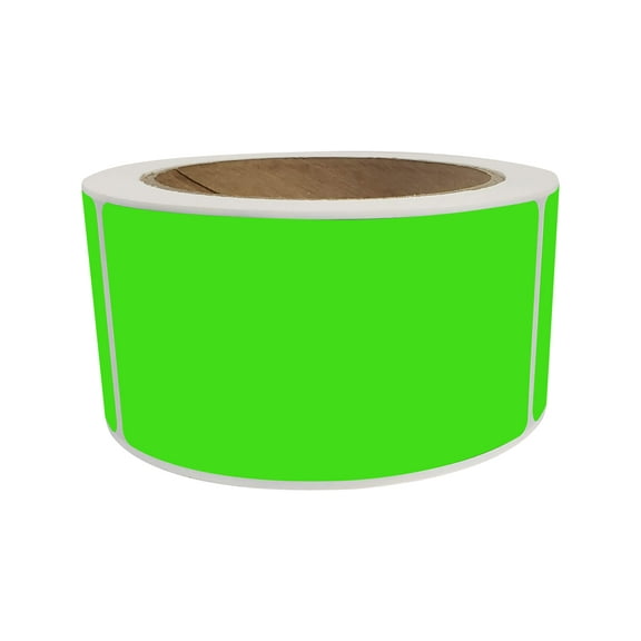 Royal Green Rectangular Colored Label Sticker 4x2 inch (100mm x 51mm) Neon Green Moving Labels on a Roll - 250 Pack