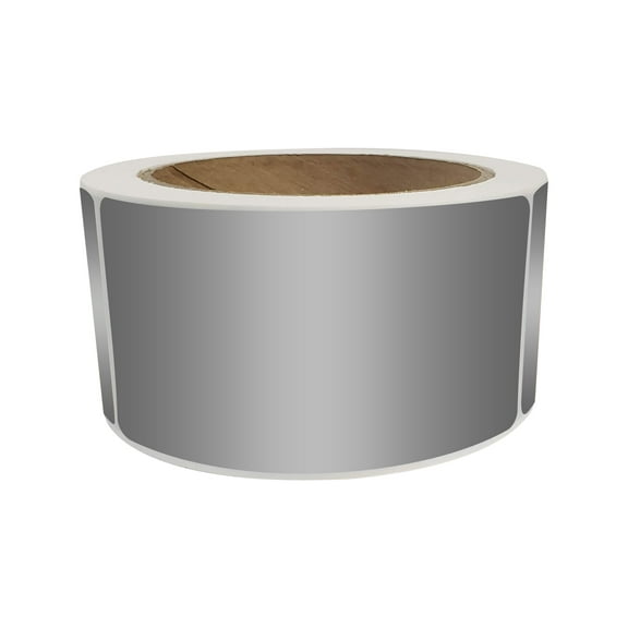 Royal Green Rectangular Labels 4x2 Metallic Silver Sticker Roll (7.5cm x 2.5cm) - 250 Pack