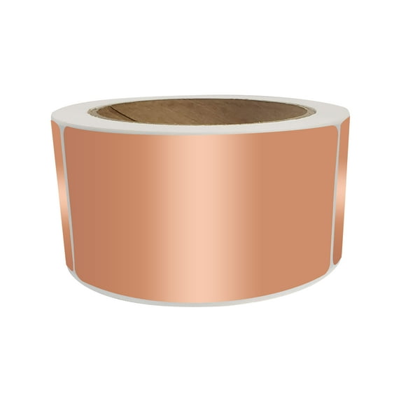 Royal Green Rectangular Metallic Gift Tag Labels 4x2 (7.5cm x 2.5cm) Rose Gold Stickers Rolls - 250 Pack