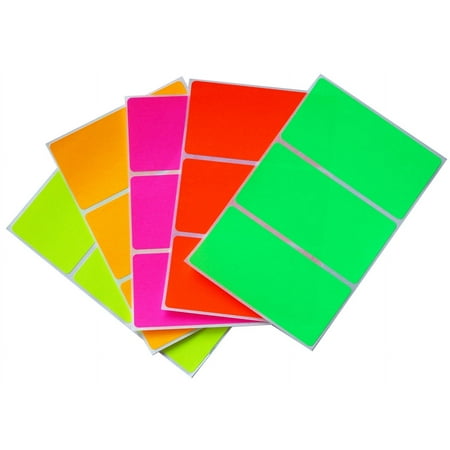 Royal Green Rectangular Name Tag Stickers Color Coding Labels 4" x 2", 30-Pack (5 Neon Colors).