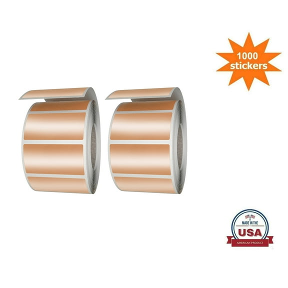 Royal Green Rectangular Stickers Metallic Rose Gold Sticky Label Rolls (40mm x 19mm) 1.57 inch x 0.75 inch - 1000 Pack