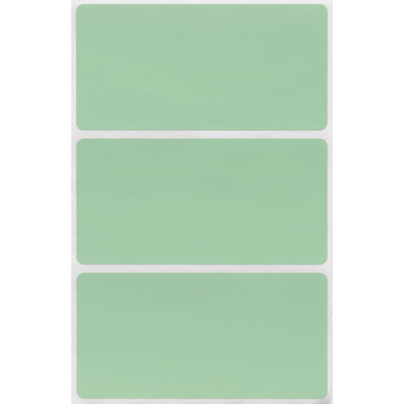 Royal Green Rectangular Stickers to Write On Name Tags for Events & Parties 4" x 2"  in Pastel Green, 150 Pack