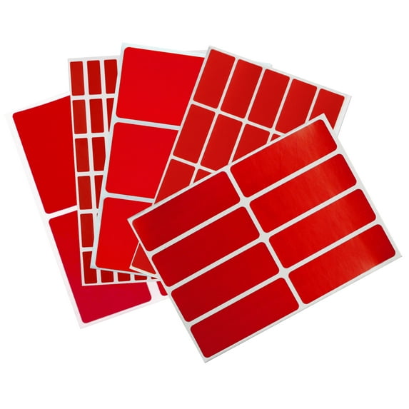 Royal Green Rectangular Storage Labels in Assorted Sizes Stickers in Red  - 178 Pack