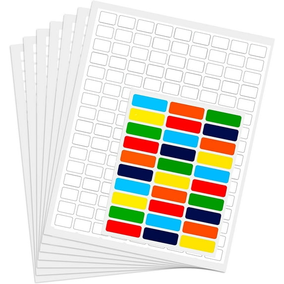 Royal Green Rectangular White Printable Stickers Matte Finish, Bonus Multicolor Labels & Template Included 0.75" x 0.5", 1500-Pack