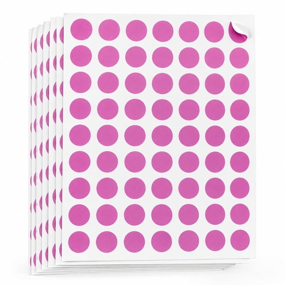 Royal Green Removable Labels Easy Peel Off 1.5cm No Residue Color Code Stickers Round 15mm 7700 Pack - (Pink)