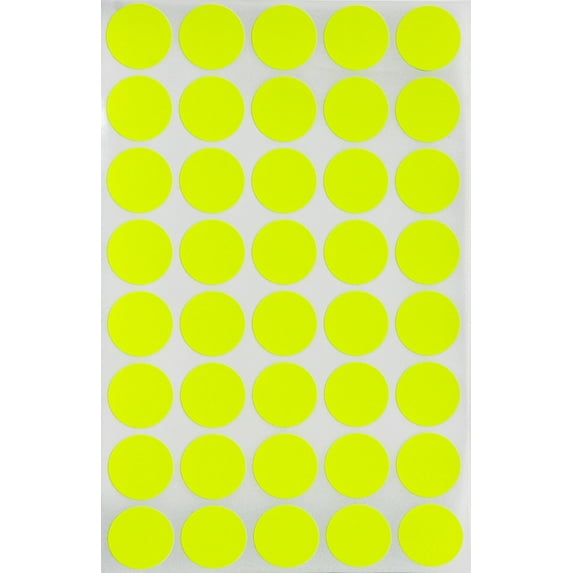Royal Green Round Blank Sticker Color Coding Labels, Pricing Dot Stickers 3/4 inch in Neon Yellow, 2000 Pack