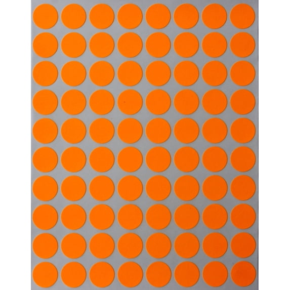 Royal Green Round Color Coding Labels 1/2 inch (13mm) Neon Orange Dot Stickers - 8000 Pack