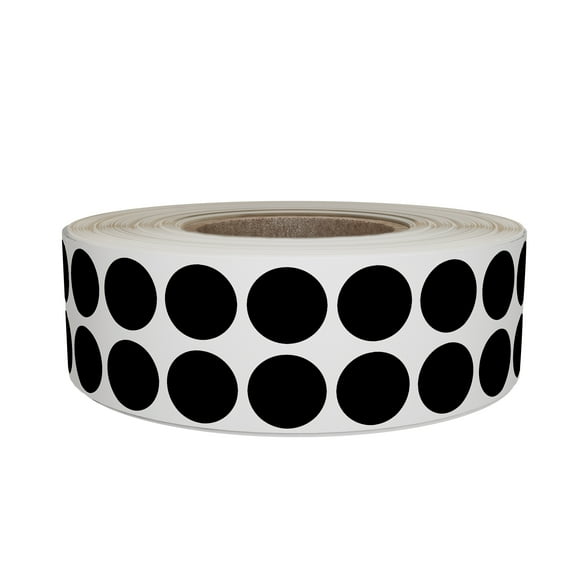 Royal Green Round Dot Stickers Roll (11/16 inch) Inventory Labels in Black 17mm - 1220 Pack