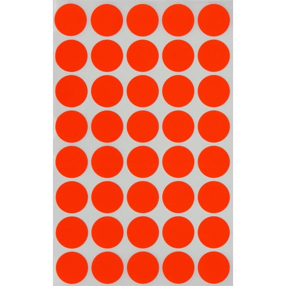 Royal Green Round Label Colored Dot Stickers 19mm 3/4 inch - Neon Red - 600 Pack