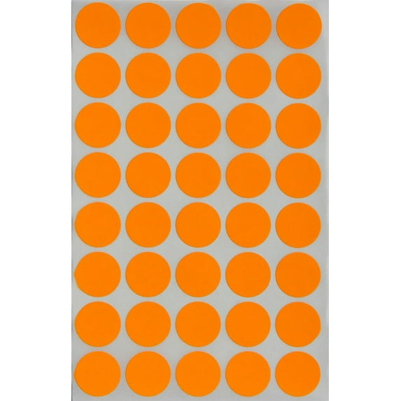 Royal Green Round Labels 3/4" inch Color-Coding Stickers in Neon Orange - 1000 Pack