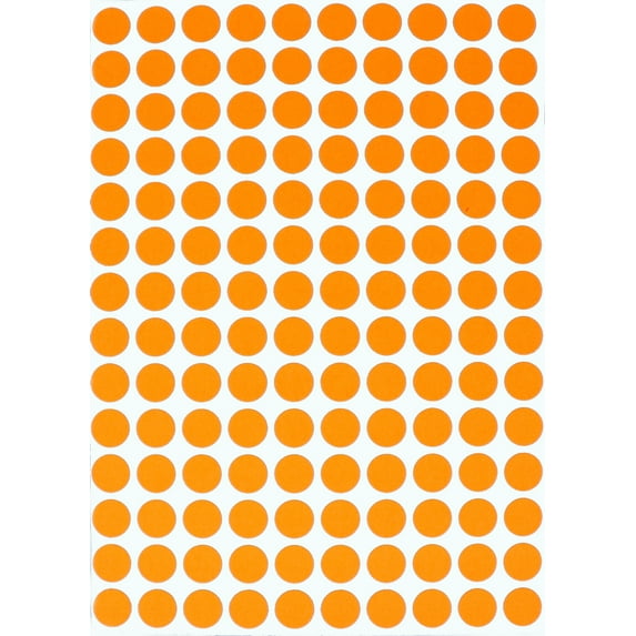 Royal Green Round Neon Color Coded Labels 3/8 (0.375) inch 10mm Circle Dot Sticky - Orange Fluorescent Colors - Three Eights inch Rounds Stickers 2100 Pack