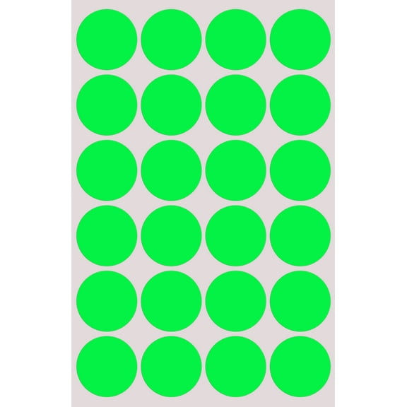 Royal Green Round Sticker 1 inch Labels dots 25 mm in Neon Green - 1200 Pack