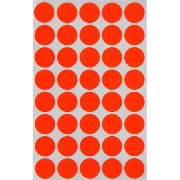 Royal Green Round Stickers Colored Labels 19mm 3/4 inch - Neon Red - 280 Pack