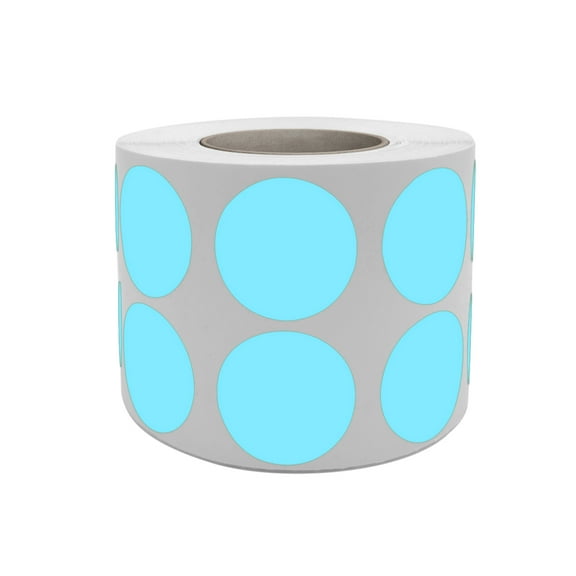Royal Green Round dot Label roll 3/4 inches - Light Blue Circle Sticker 19 mm -1050 Pack