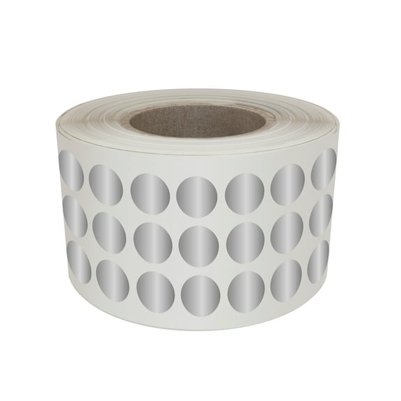 Royal Green Shiny Dot Stickers 1/4 inch Metallic Silver Labels on a Roll 3/8" - 2000 Pack