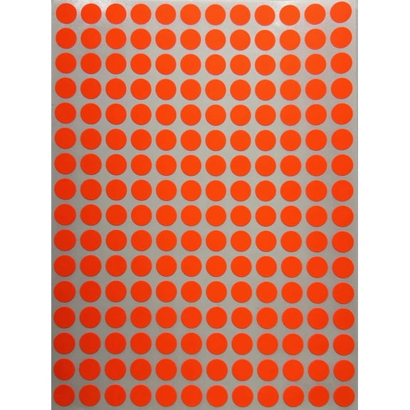 Royal Green Small Sticker Paper Labels ¼” 8mm 5/16  Color Code Dot Stickers Sheets in Neon Red - 18000 Pack