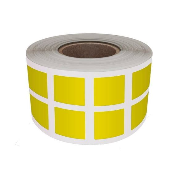 Royal Green Square Adhesive Labels 1 inch x 1 inch Yellow Sticker Roll 25mm x 25mm - 1000 Pack