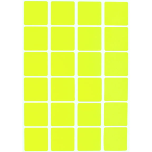 Royal Green Square Sticker Seals Adhesive Labels in Neon Yellow 1 inch (25mm) - 120 Pack