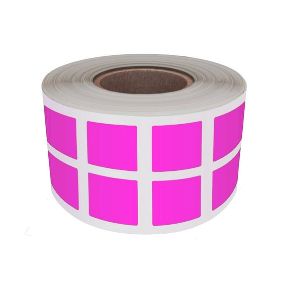 Royal Green Square Stickers 1 inch Color-Coding Label Roll in Neon Pink 25m x 25mm - 1000 Pack
