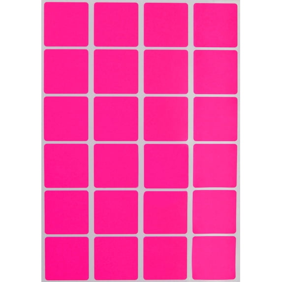 Royal Green Square Stickers Colored Labels in Neon Pink 25mm (1 Inch) - 360 Pack