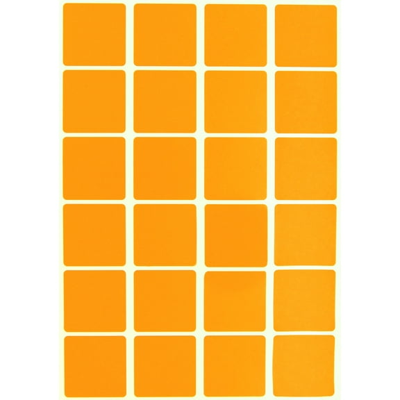 Royal Green Square Stickers for All Purpose in Neon Orange 1 inch (25mm) - 360 Pack