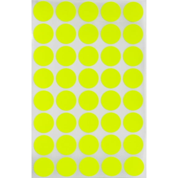 Royal Green Stickers Color Dot Labels 19mm 3/4 inch - Neon Yellow - 600 Pack
