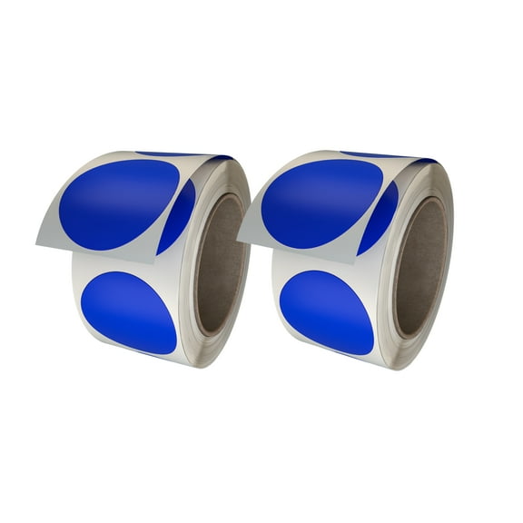 Royal Green Sticky Labels for Moving, Storage and organizing 2" inch - Blue Circle Stickers 50mm - 2 Rolls - 1200