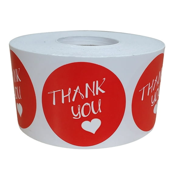 Royal Green Thank You Sticker Roll 1.5 inch Red Labels for Party Favors, Flower Bouquets, Envelope Seals and Gift Wraps 38mm - 600 Pack