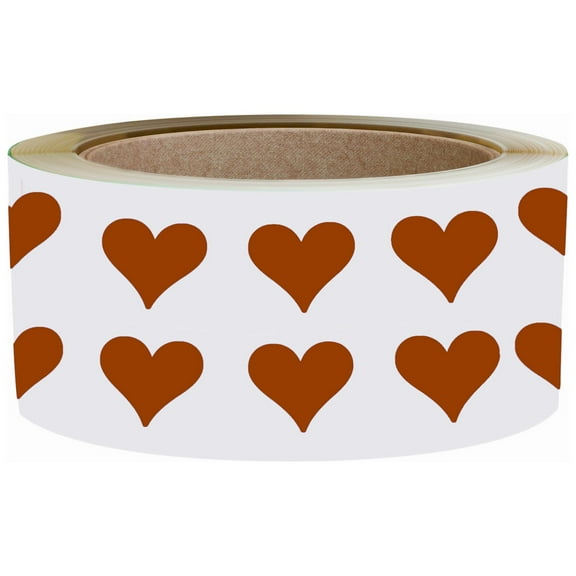 Royal Green Tiny Hearts Stickers for Envelopes Labels for Arts, Crafts, Party Supplies, and Scrapbooking 13mm in Brown (0.5 inch) - 1250 Pack