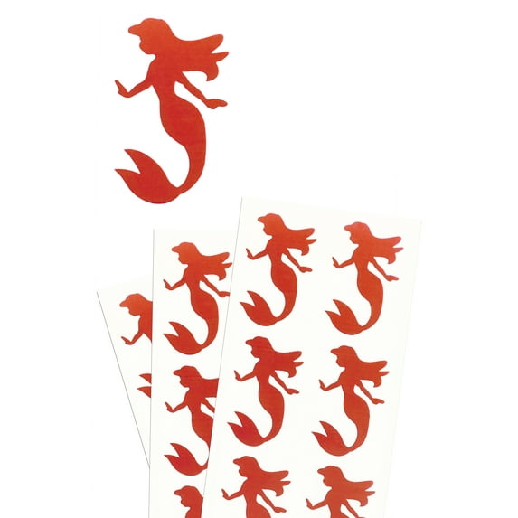 Royal Green Under The Sea Mermaid Stickers for Gift Packaging, Party Favors, Gift Box, and Bags in Red - 120 Pack